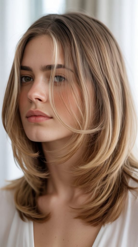 4. Layered Long Bob with Face-Framing Pieces