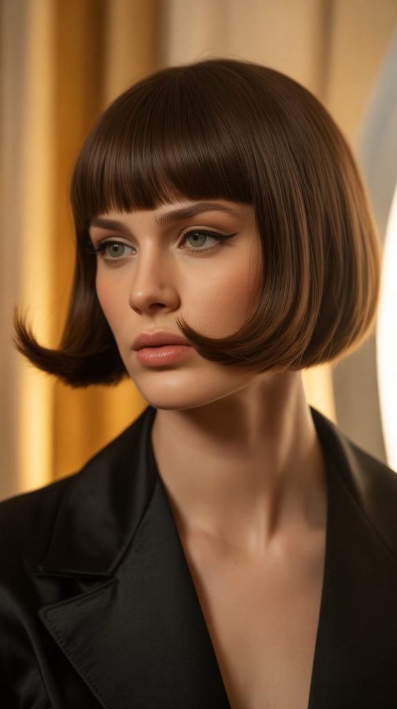 Chin-Length Long Bob with Long Curtain Bangs