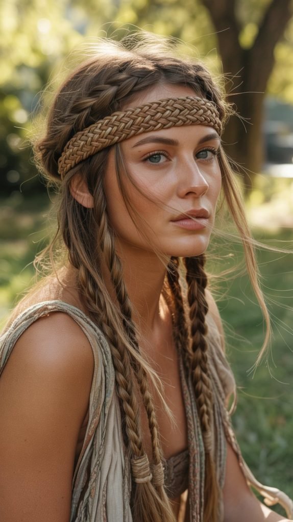 . Braided Crown with Thick Headband Accent