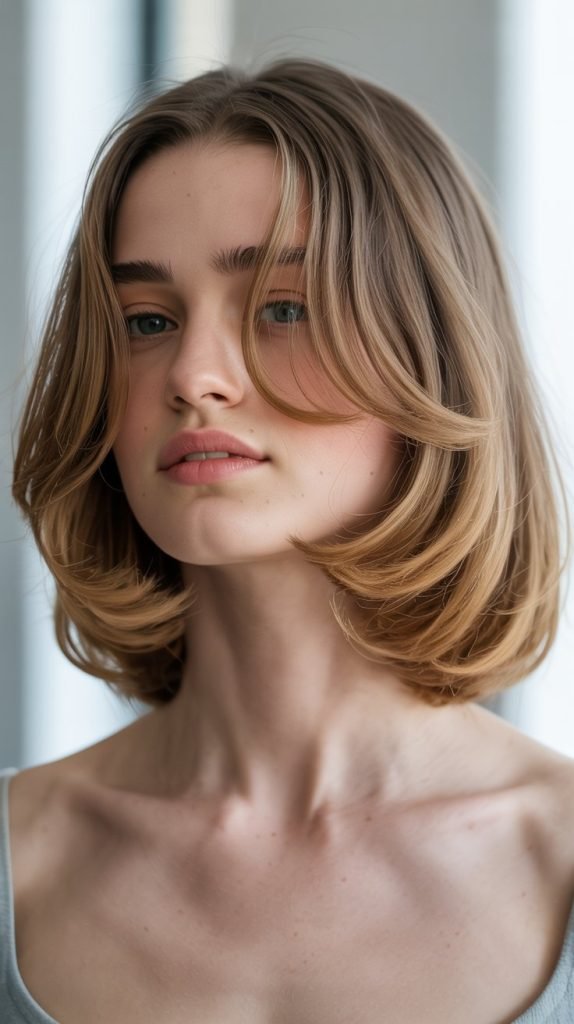 27. Long Bob with Feathered Layers