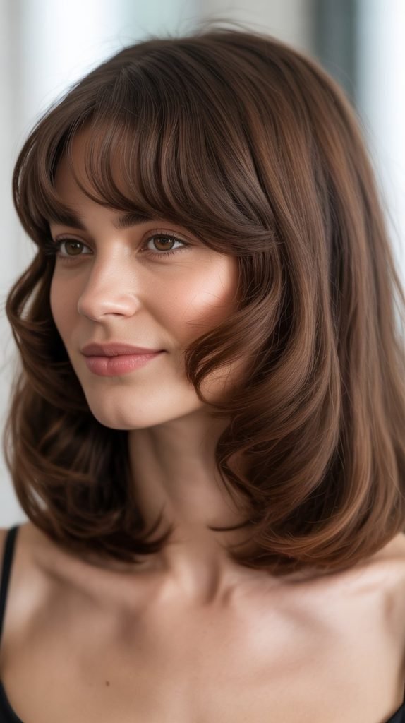 12. Long Bob with Curtain Bangs for Thick Hair