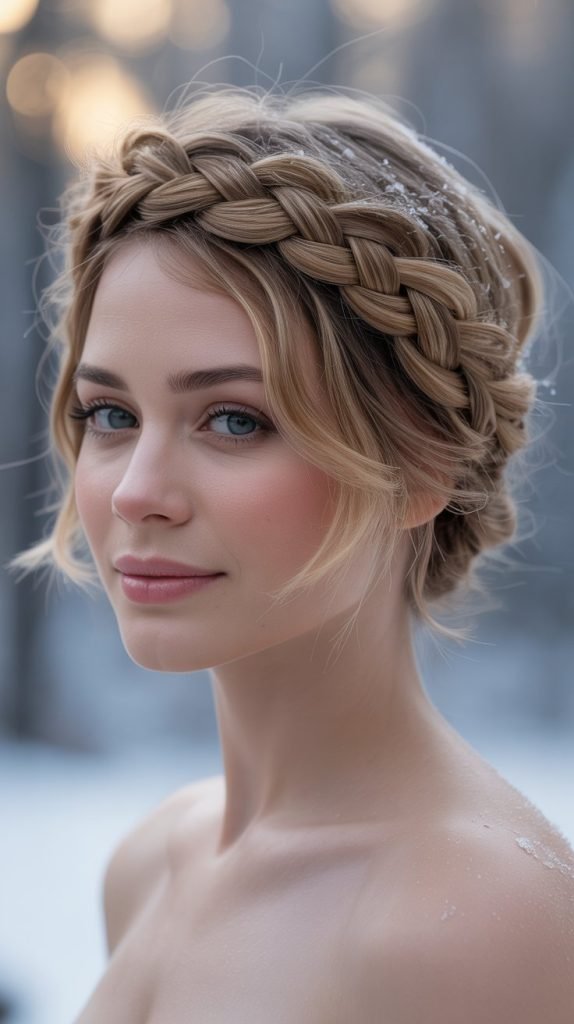 11. Braided Crown on Short Hair