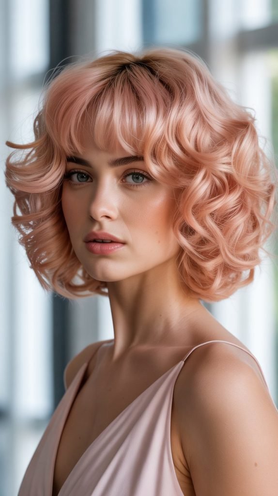 12. Bouncy Long Bob with Rounded Bangs