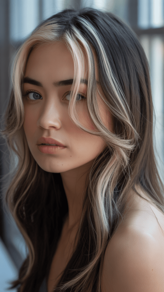 Blonde Highlights on Dark Hair for Cool Skin Tones