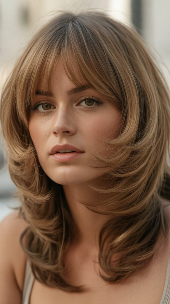 10. Shaggy Long Bob with Curtain Bangs