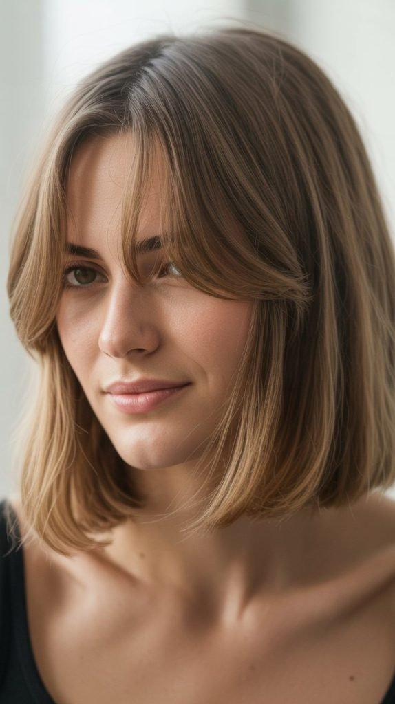 12. Long Bob with Grown-Out Bangs