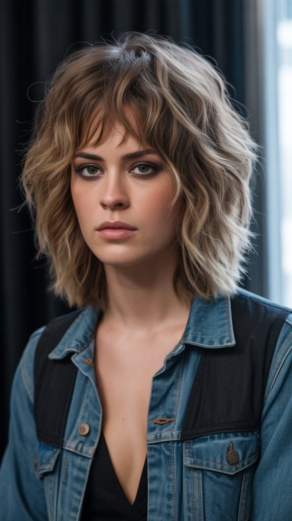  Shaggy Lob with Choppy Curtain Bangs