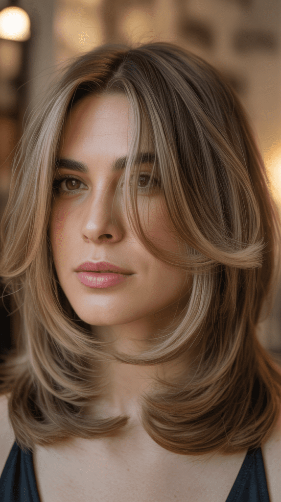 Layered Long Bob with Wispy Curtain Bangs