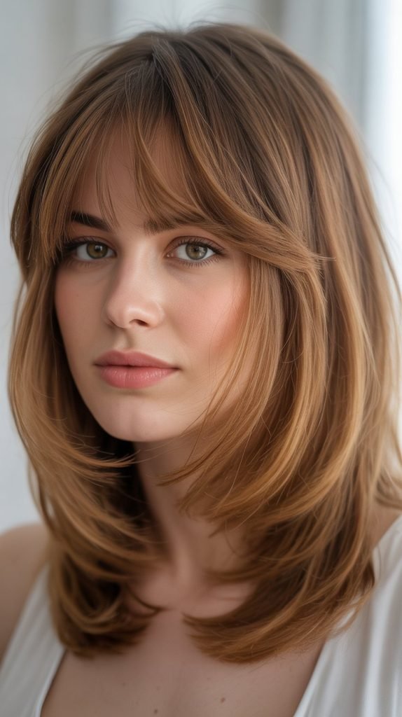 24. Long Bob with Micro Layers and Feathered Fringe