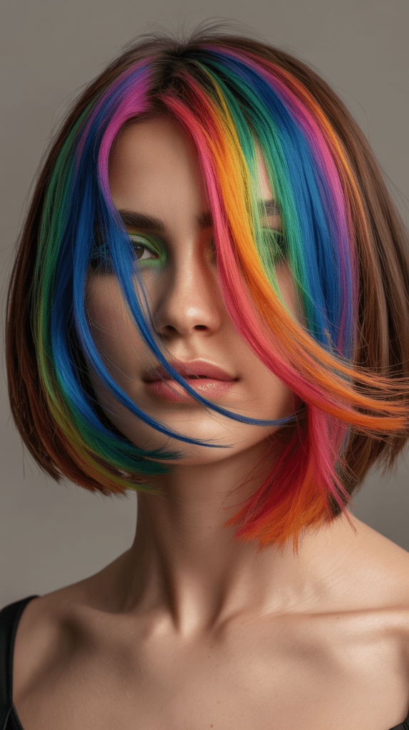 Choppy Bob with Hidden Rainbow Layers