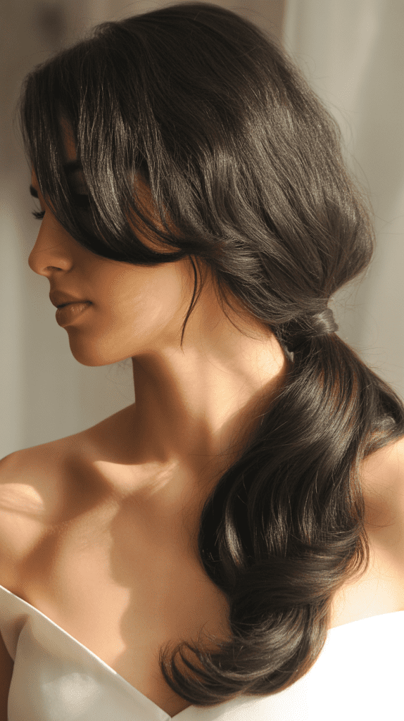 Side-Swept Low Ponytail