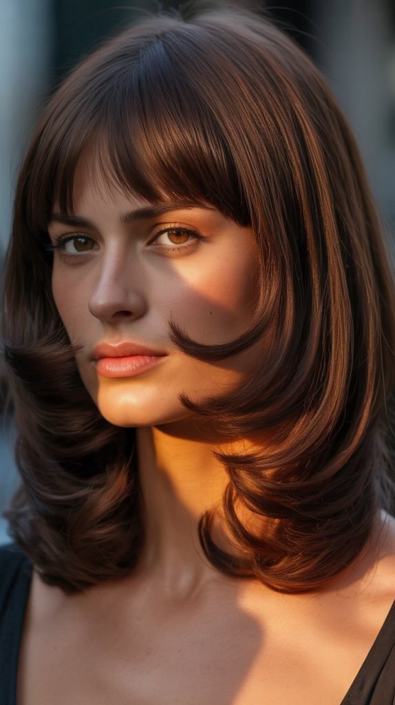 Long Bob with Deep Side Part and Curtain Bangs