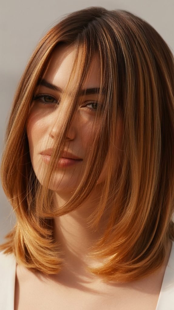 33. Soft Layered Long Bob with Peek-a-Boo Highlights