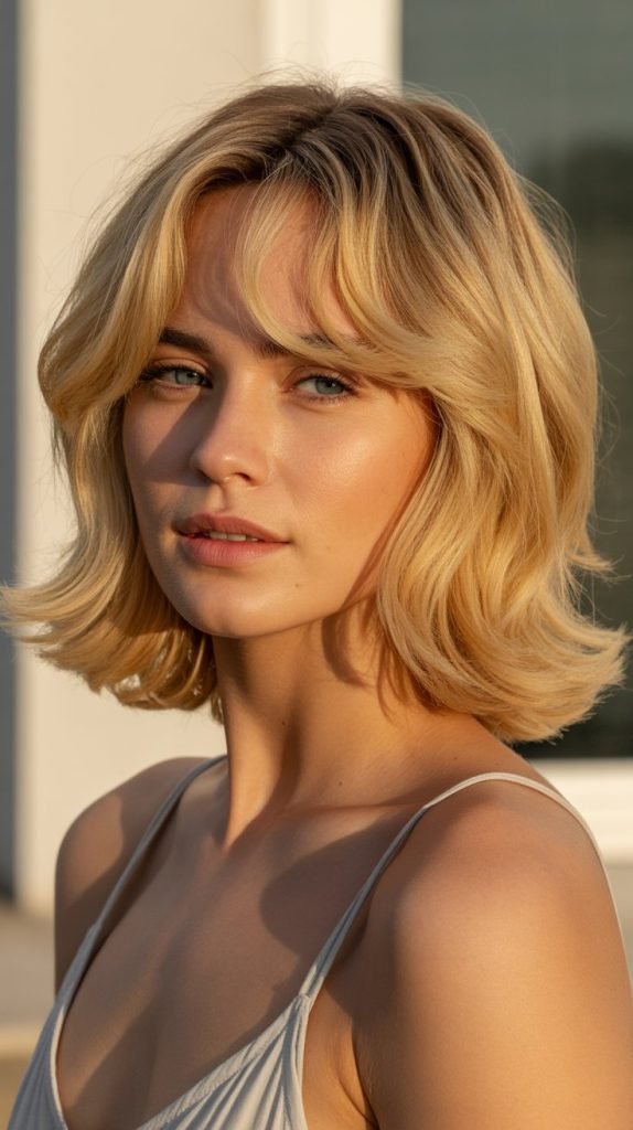 19. Lived-In Long Bob with Grown-Out Bangs