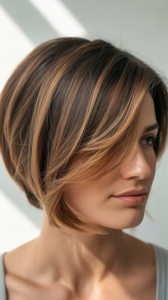 7. Balayage Stacked Inverted Bob