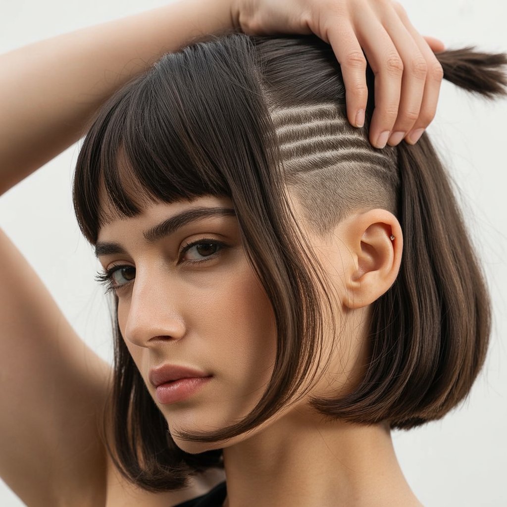 21. Long Bob with Curtain Bangs and Undercut