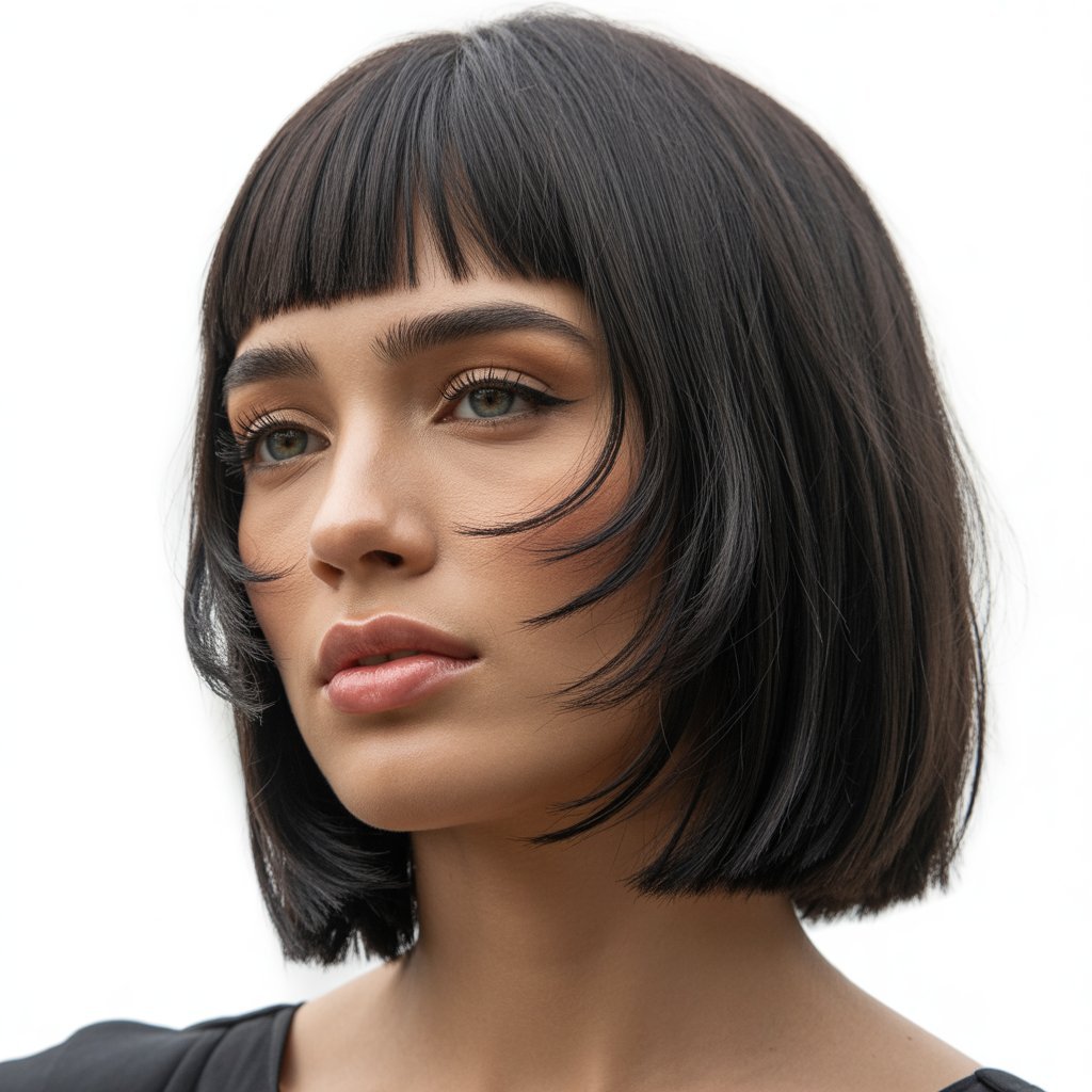 16. Long Bob with Micro Curtain Bangs
