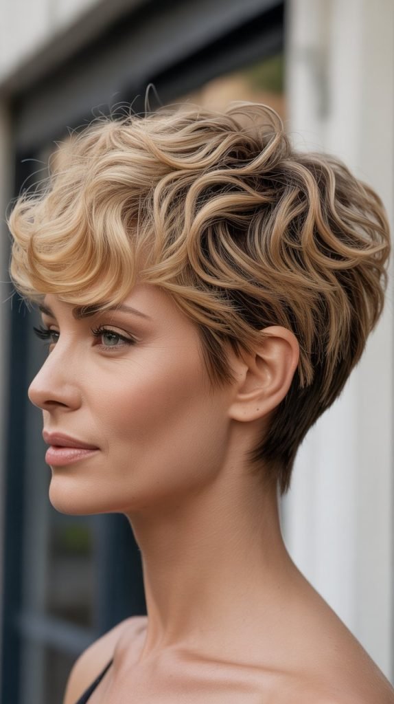 Tousled Wavy Pixie with Root Lift