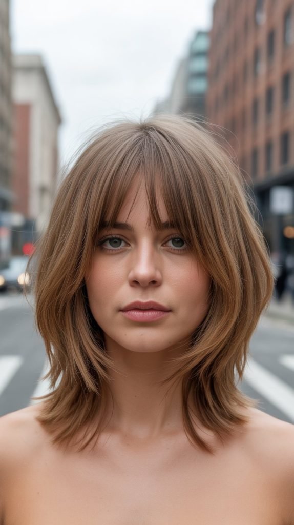 5. Choppy Long Bob with Piecey Bangs