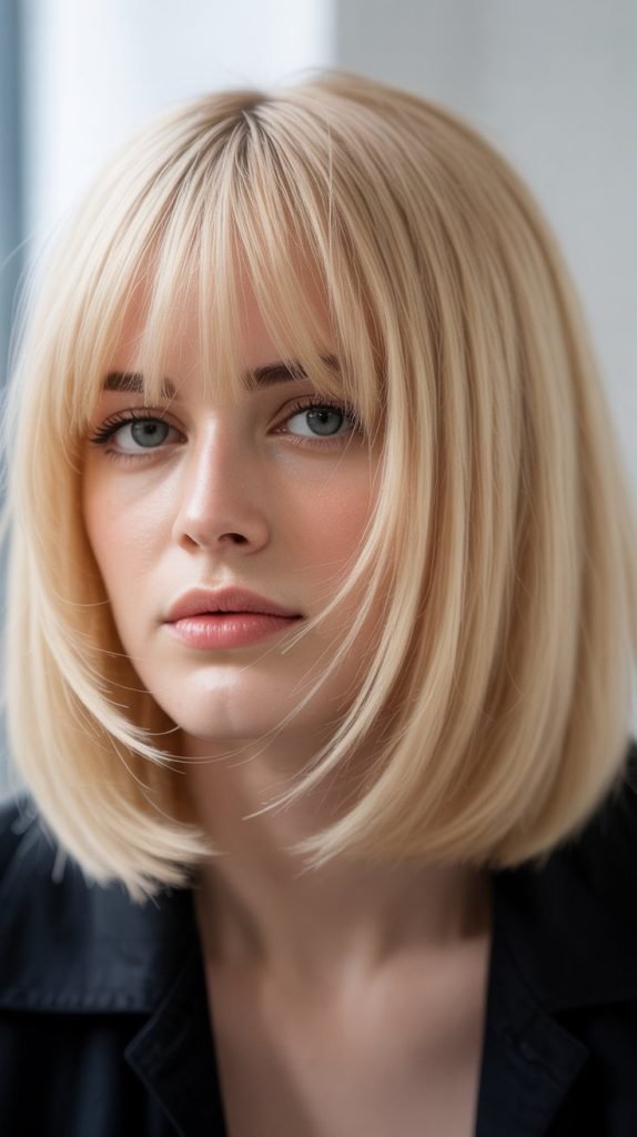 Bronde Bob with Curtain Bangs