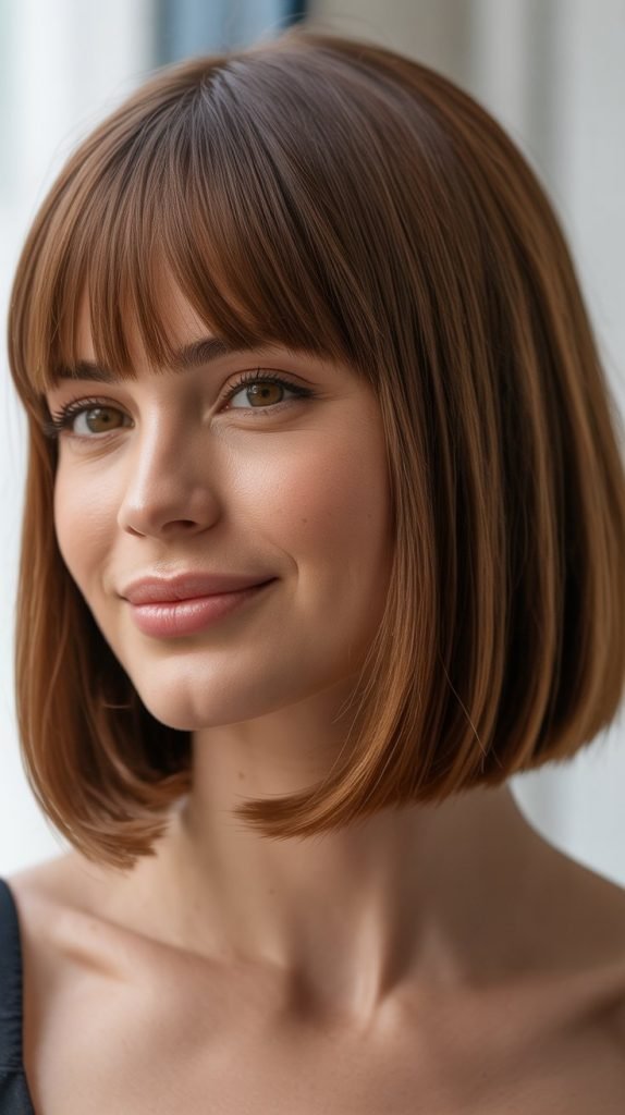 12. Long Bob with Curtain Bangs