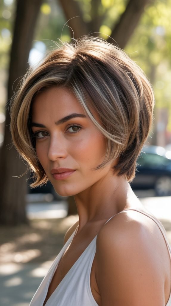 19. Stacked Bob with Subtle Layers Throughout