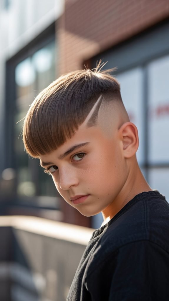 Temple Fade with Long Fringe