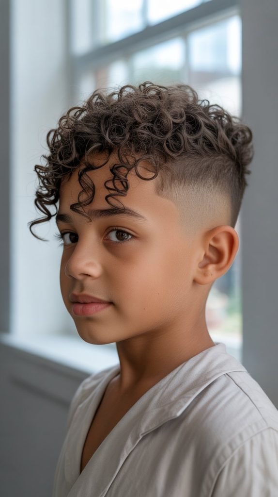 18. Fade with Curly Fringe