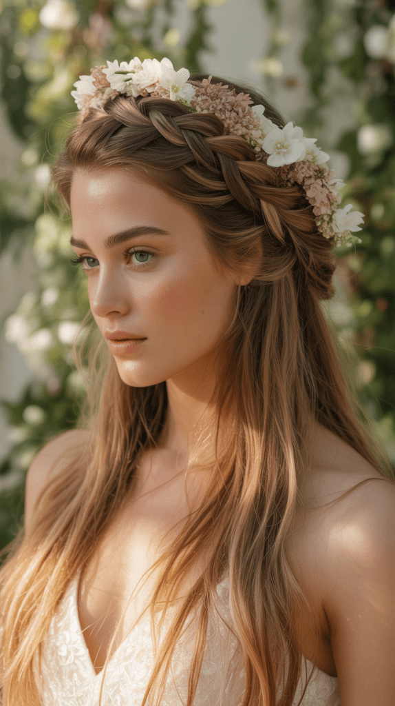 Half Up with Braided Crown