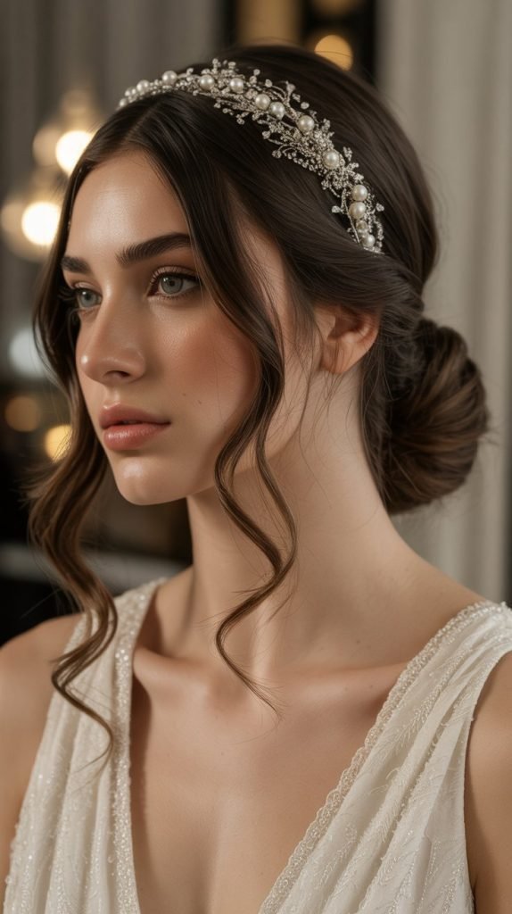 4. Half-Up Half-Down with Embellished Headband