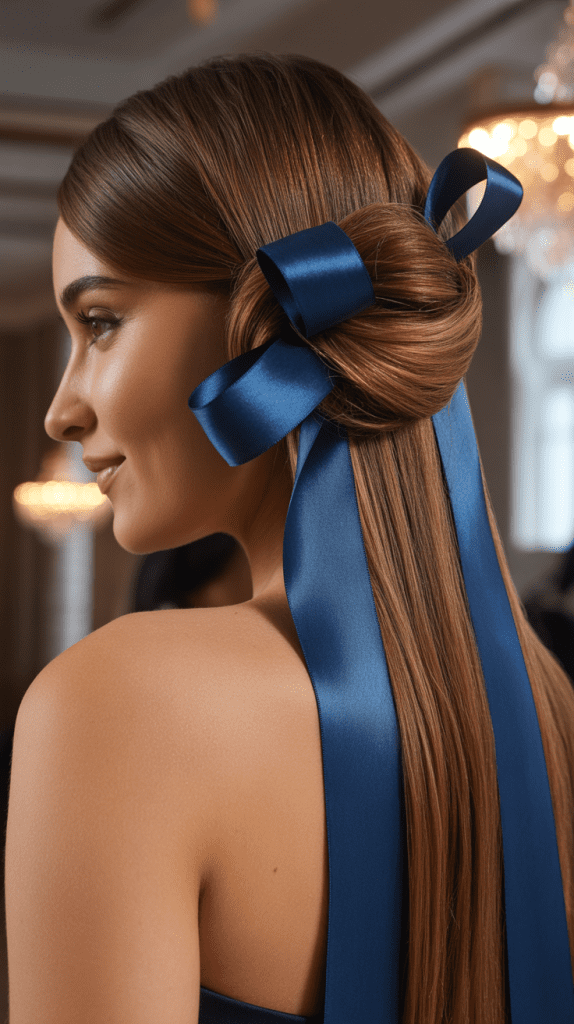 Half Up with Ribbon Weave