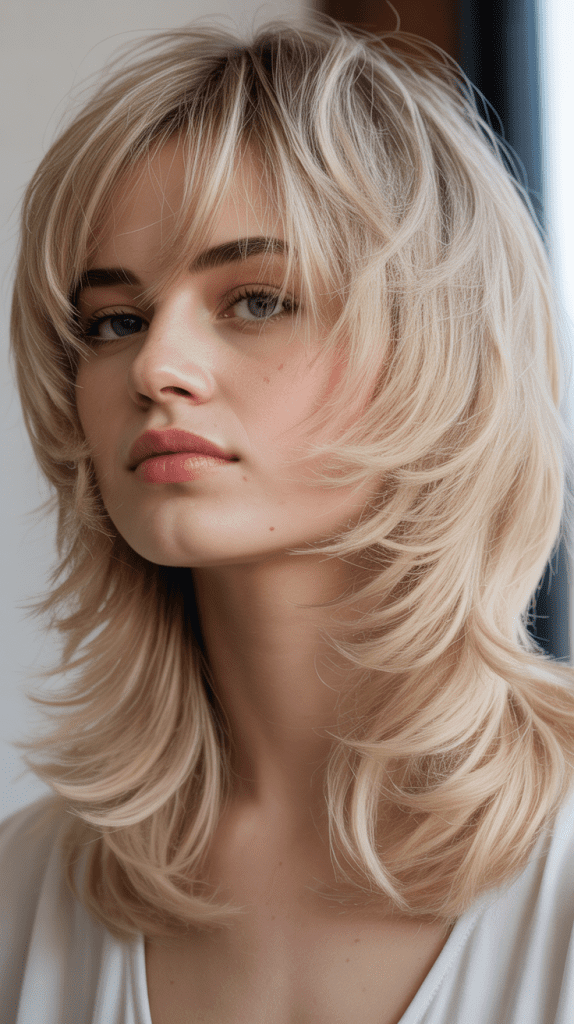 Vanilla Cream Blonde on Layered Shag