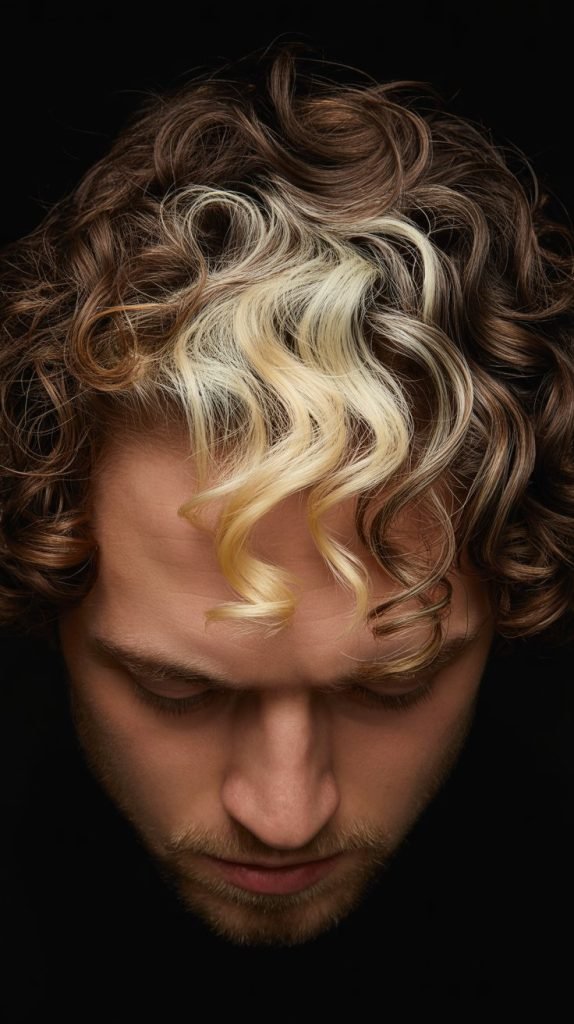 7. Icy Blonde Crown Highlights