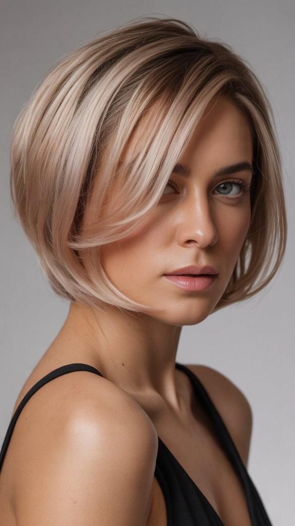 6. Champagne Blonde Balayage Pixie Bob