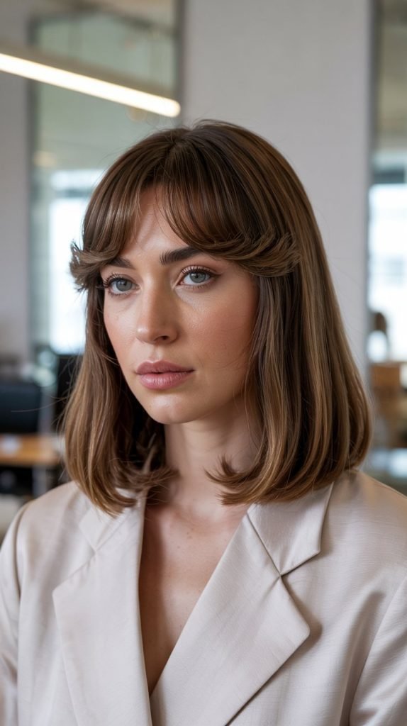 Razored Long Bob with Choppy Curtain Bangs