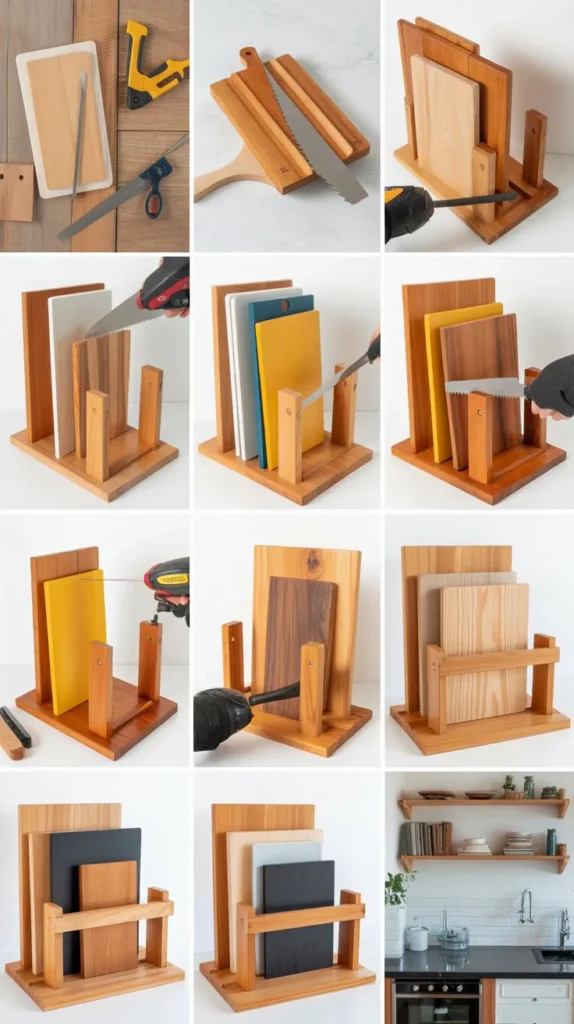 Wooden Cutting Board Storage Racks