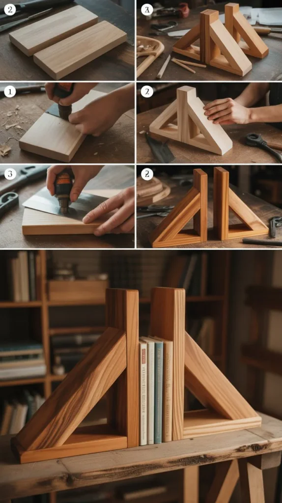 Wooden Bookends