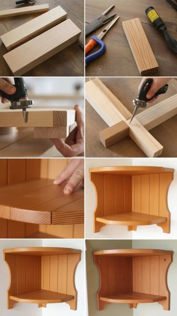 Wooden Corner Shelves