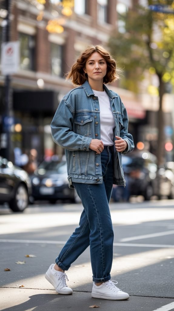  Denim Jacket Layered Over Jeans