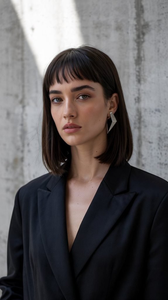 . Long Bob with Blunt Bangs