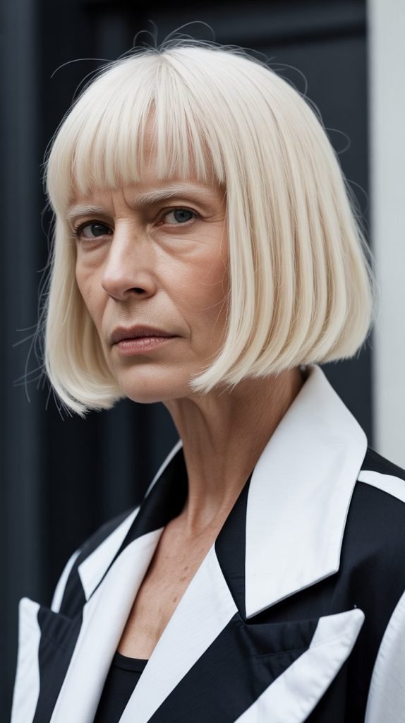 30. Long Bob with Natural Gray Blend