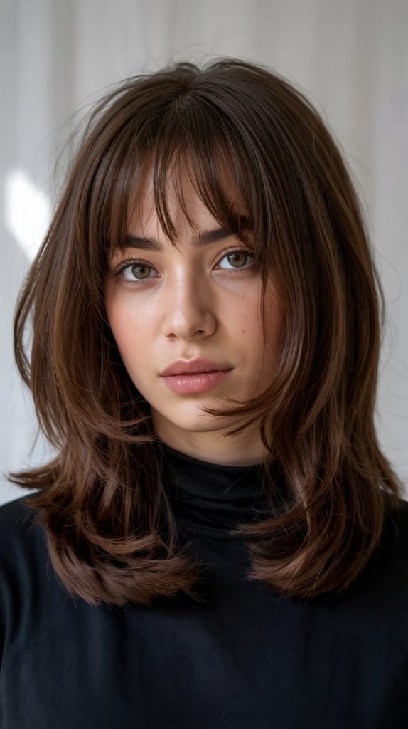 Classic Blunt Long Bob with Full Bangs