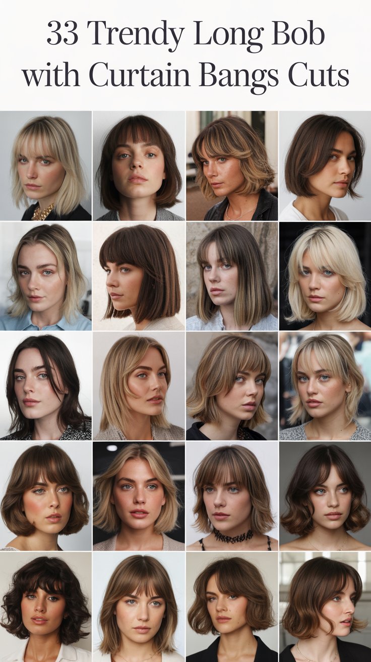 30 Gorgeous Long Bob with Curtain Bangs Looks