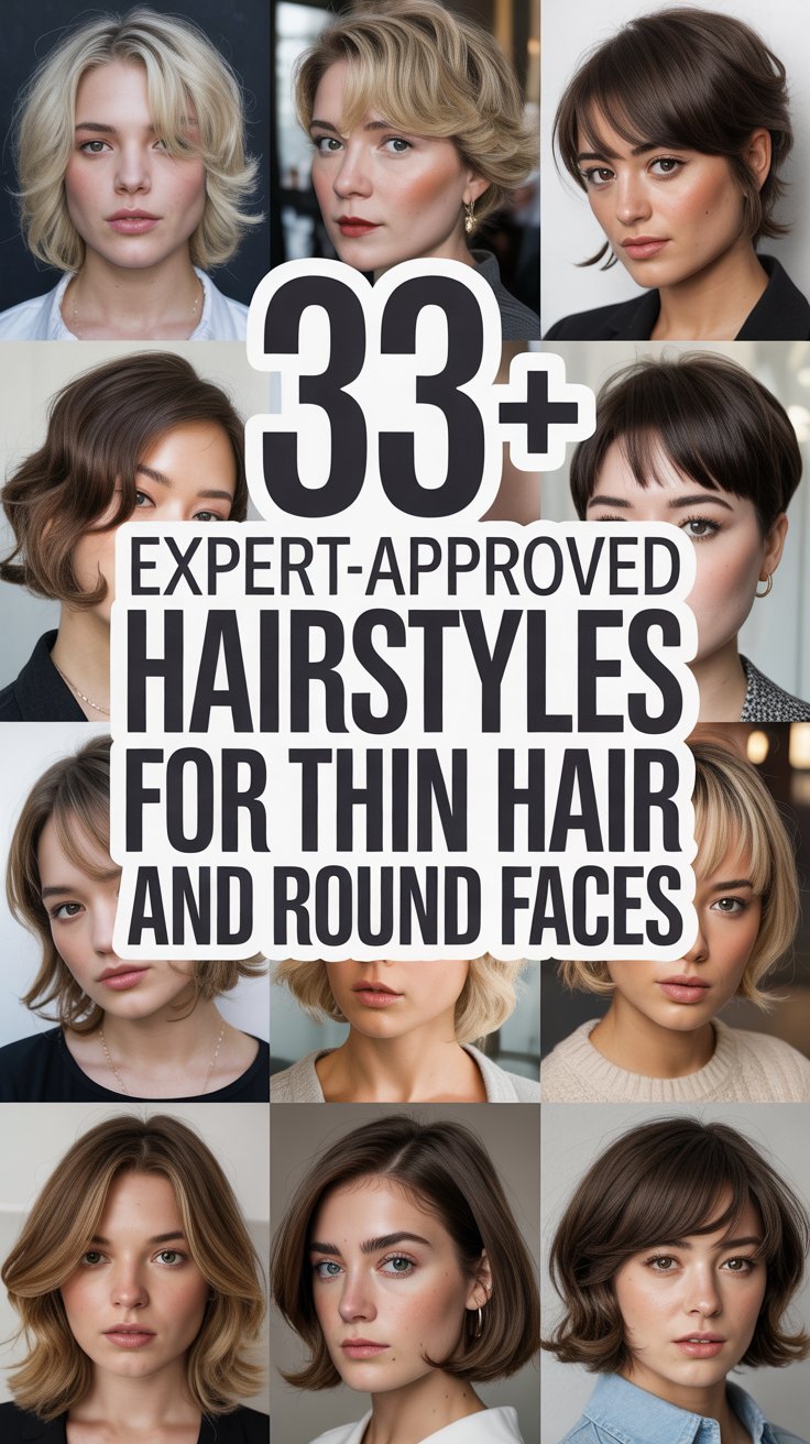 33+ Expert-Approved Hairstyles for Thin Hair and Round Faces