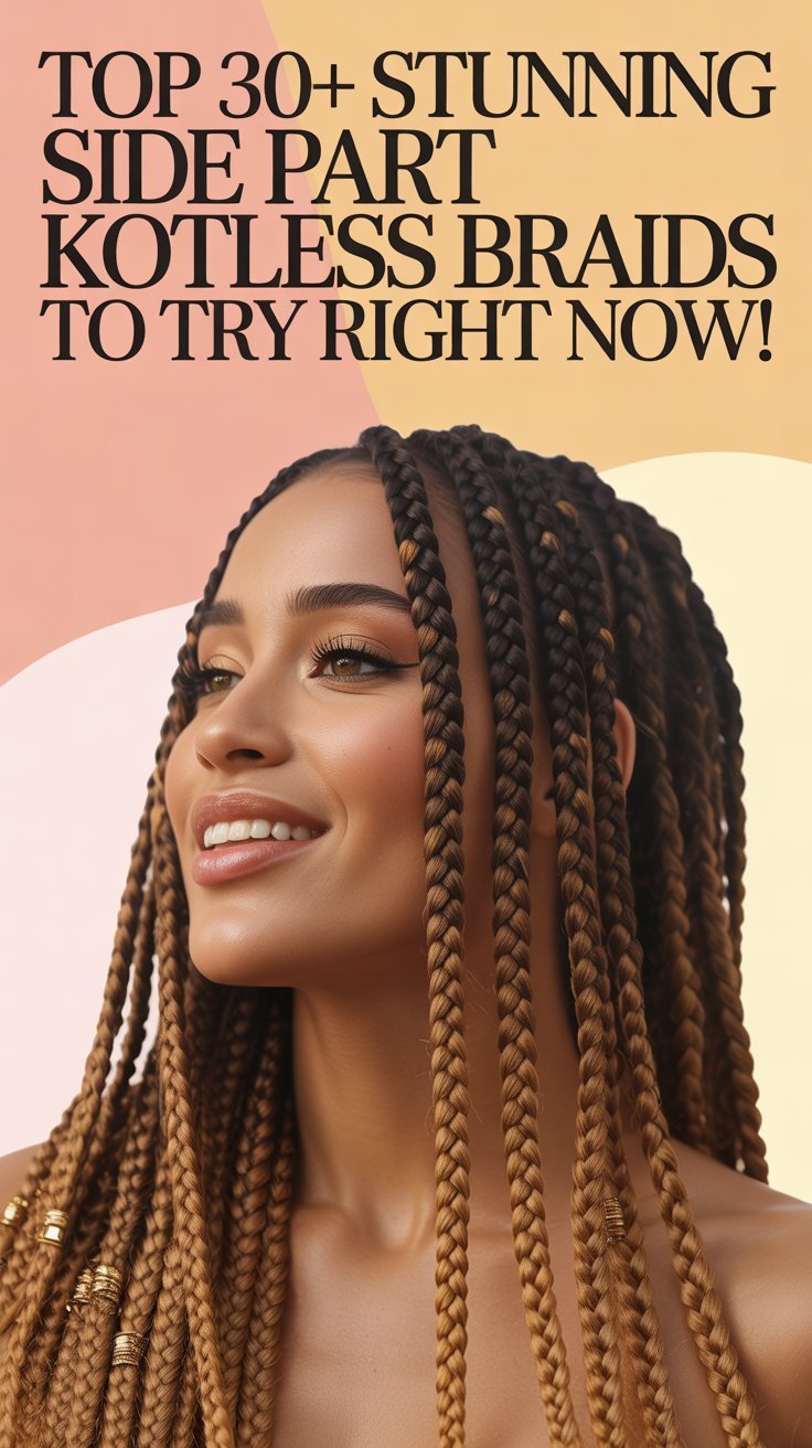 Top 30+ Stunning Side Part Knotless Braids to Try Right Now!