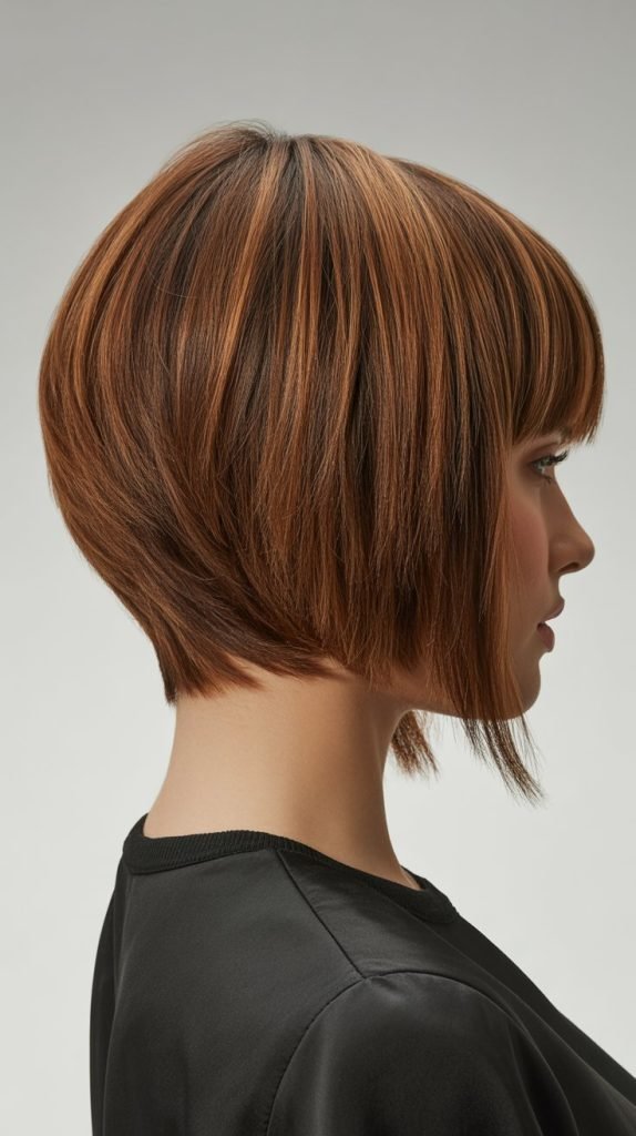 7. Stacked Inverted Bob with Bangs