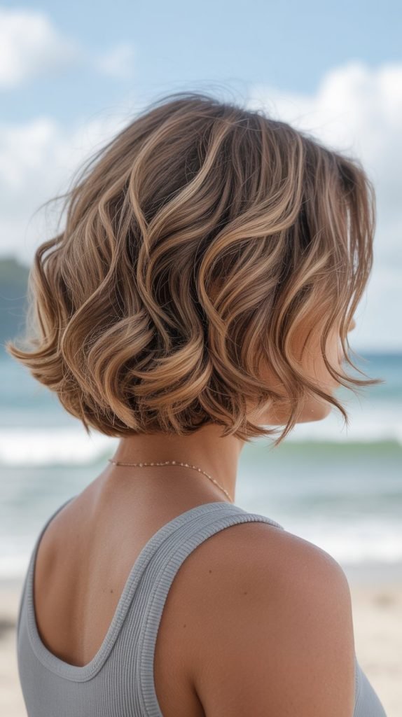 9. Wavy Stacked Inverted Bob