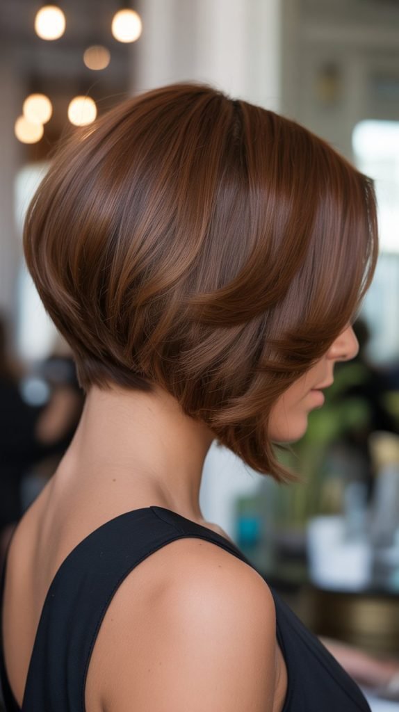 28. Stacked Inverted Bob with Side Part