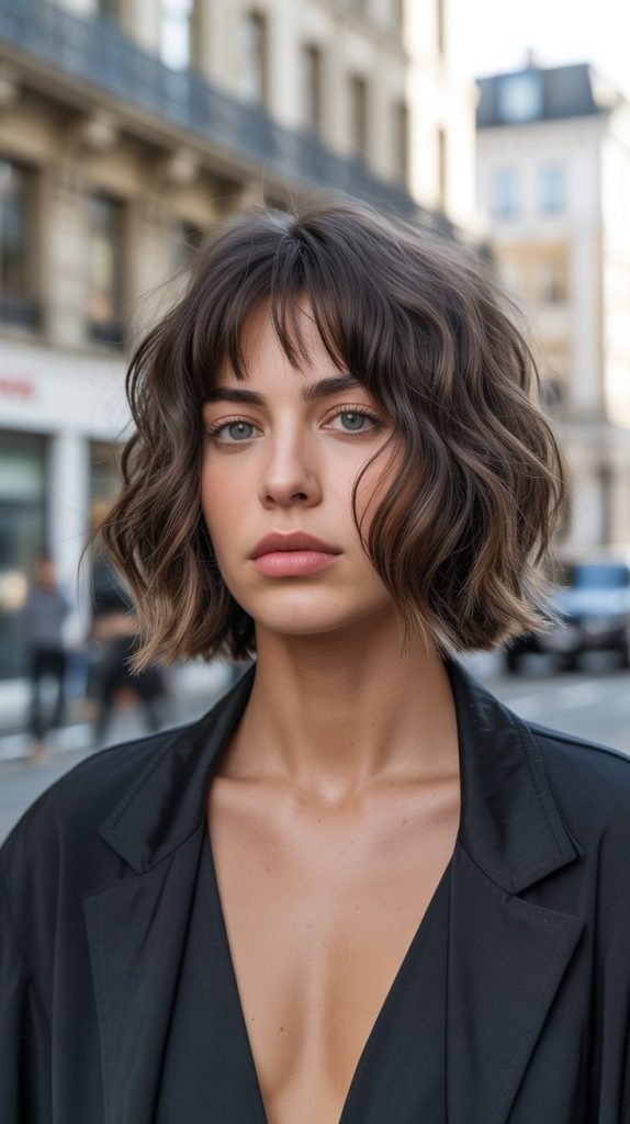 6. Choppy Long Bob with Piecey Curtain Bangs