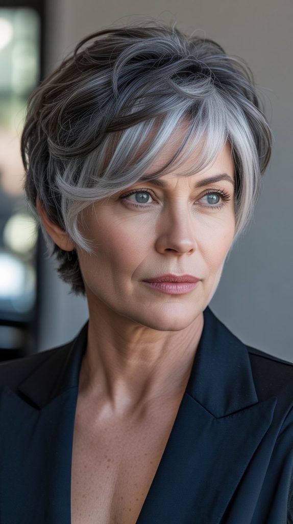 25. Charcoal Gray with Silver Ribbons